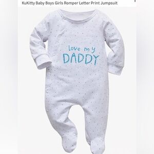 Brand New "Love my daddy" Newborn White Grey Polka Dot Baby Romper